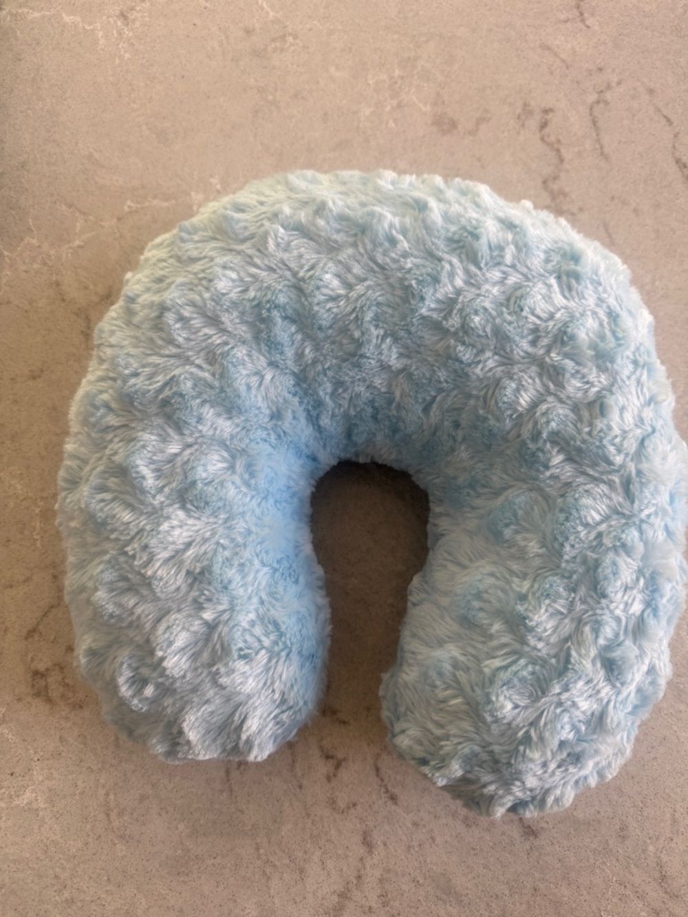 Plush U-Shaped Neck Pillow in Light Blue